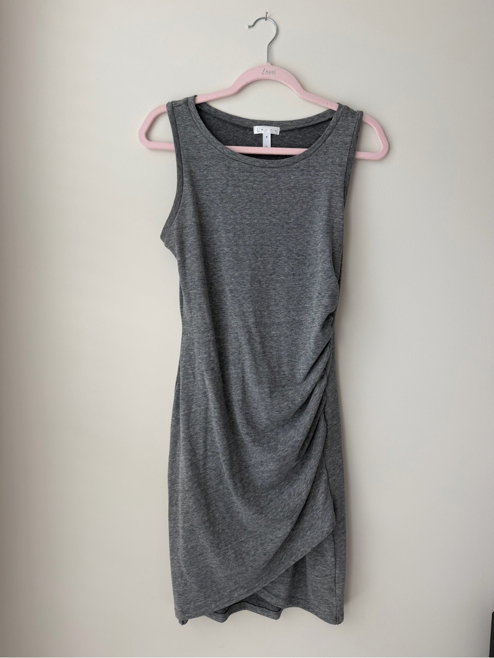 Leith Charcoal Gray Sleeveless Midi Ruched Dress